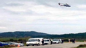 Çanakkale'de helikopter ile trafik denetimi