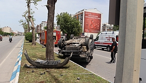 Araç takla attı