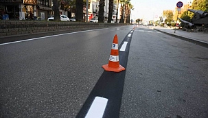 Demircioğlu'nda yol çizgileri yenilendi