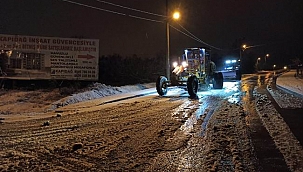 Biga Belediyesi ekiplerinin kar mesaisi