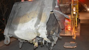 Çöp tenekesi bomba gibi patladı