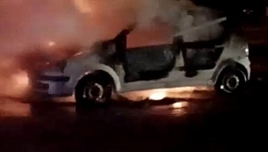 Park halindeki araç alev topuna döndü