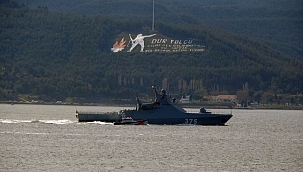 ‘Dmitry Rogachev’ savaş gemisi Çanakkale Boğazı’ndan geçti