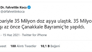 Türkiye’deki 35 milyonuncu Covid-19 aşısı Çanakkale’de yapıldı