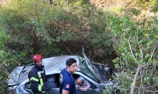 Direksiyon hakimiyetini kaybeden sürücü uçuruma yuvarlandı