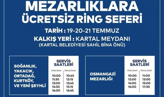 Kartallı vatandaşlara bayramda mezarlık ziyareti hizmeti