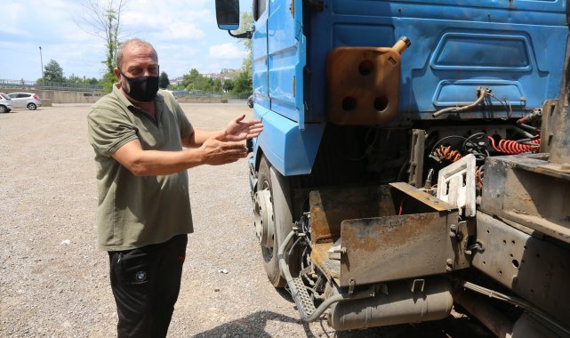 Tırının aküleri çalınmasın diye özel kapak yaptırdı, hırsızlar kapağı bile çaldı