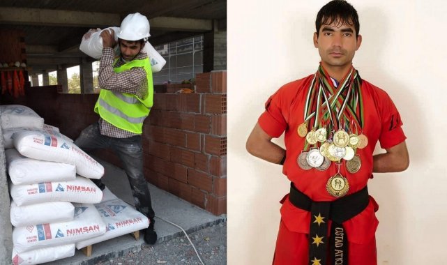 Afganistan'ın kick boks şampiyonu, Erzincan'da inşaatlarda çalışarak geçimini sürdürüyor