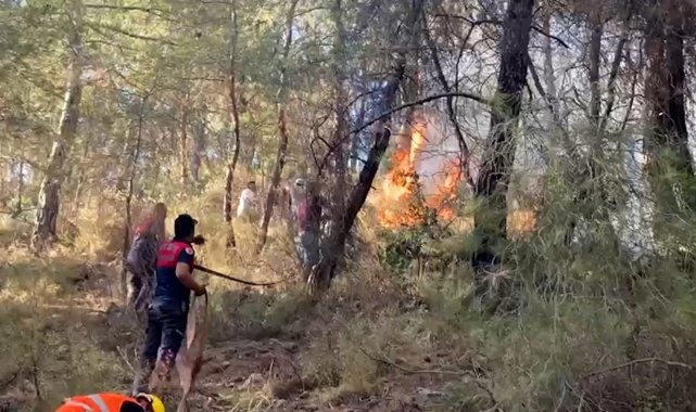 Aydın itfaiyesinin, Marmaris'te ateşle mücadelesi sürüyor
