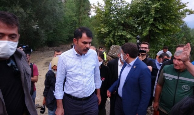 Bakan Kurum, Bartın'daki sel bölgelerinde