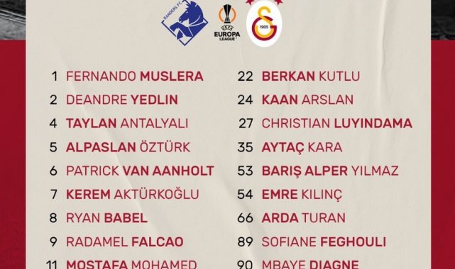 Galatasaray'ın Randers maçı kadrosu belli oldu