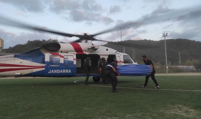 İçme suyu malzemeleri helikopter ile taşındı