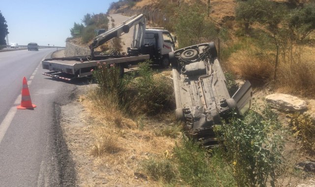 Kontrolden çıkan araç takla attı: 1 yaralı