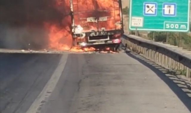 Tarsus'ta ev eşyası taşıyan kamyonet çıkan yangında küle döndü
