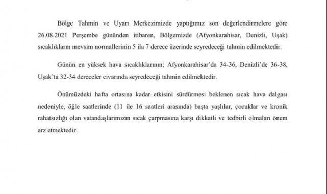 Uşak'ta havalar ısınıyor