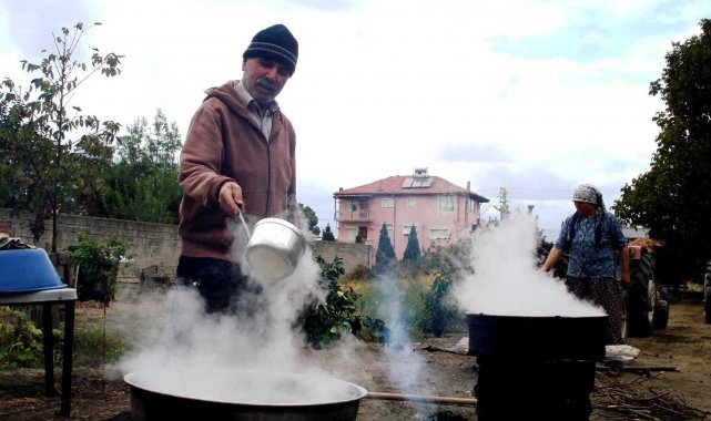 Sarıgöl'de evlerde şifa kaynağı pekmez yapılmaya başlandı