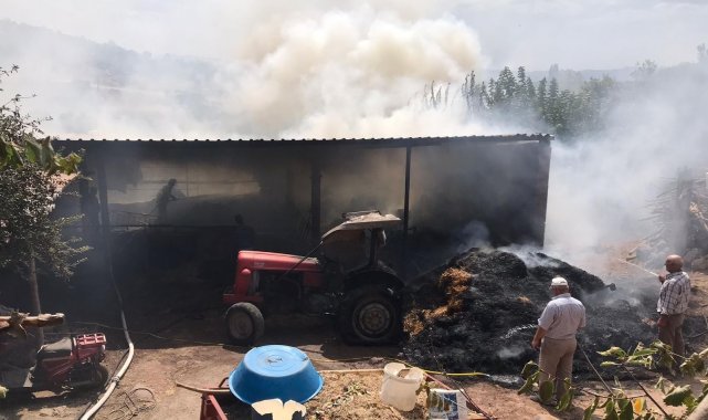 Sındırgı'da saman deposu yandı