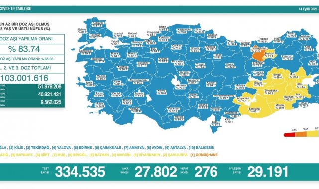 Son 24 saatte korona virüsten 276 kişi hayatını kaybetti