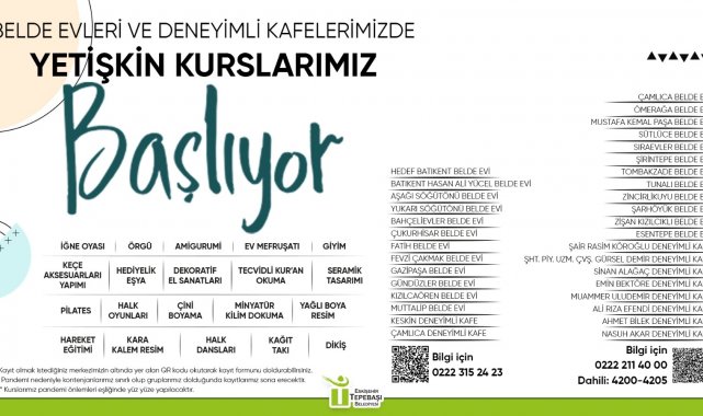 Yetişkin kursları 34 noktada başlıyor