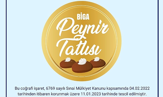 "Biga Peynir Tatlısı" Coğrafi İşaret Tescili'ni aldı