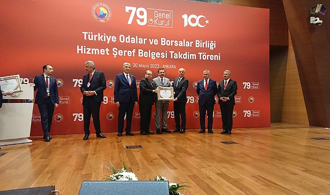 Başkan Doğan'a TOBB Hizmet Şeref Belgesi