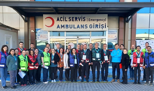 Biga Devlet Hastanesi'nde turkuaz kod tatbikatı!