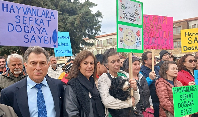 Gökçeada'da hayvanseverlerden yürüyüşlü tepki