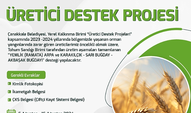 Üretici Destek Projesi başvuruları başlıyor