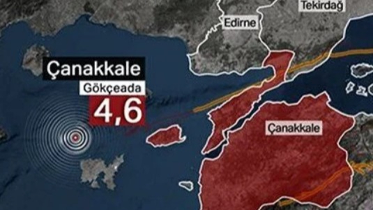 Gökçeada açıklarında 4,6 büyüklüğünde deprem